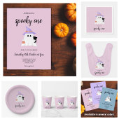 Roze Schattigee Halloween Ghost 1st Birthday Girl  Kaart