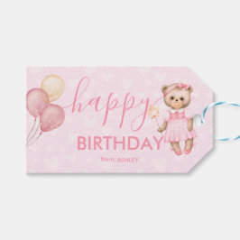 Roze Schattigee Happy Birthday Kinder Cadeaulabel