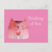 Roze Schattigee kat denkt aan je Briefkaart (Voorkant)