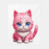 Roze Schattigee kat Fleece Deken (Voorkant)