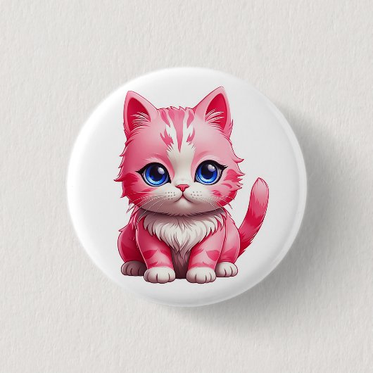 Roze Schattigee kat Ronde Button 3,2 Cm (Voorkant)