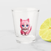 Roze Schattigee kat Shot Glas (Voorkant)