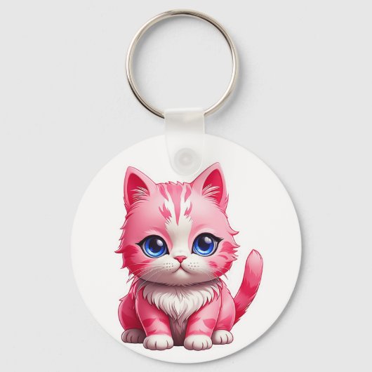 Roze Schattigee kat Sleutelhanger (Voorkant)