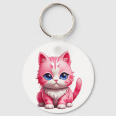 Roze Schattigee kat Sleutelhanger (Achterkant)