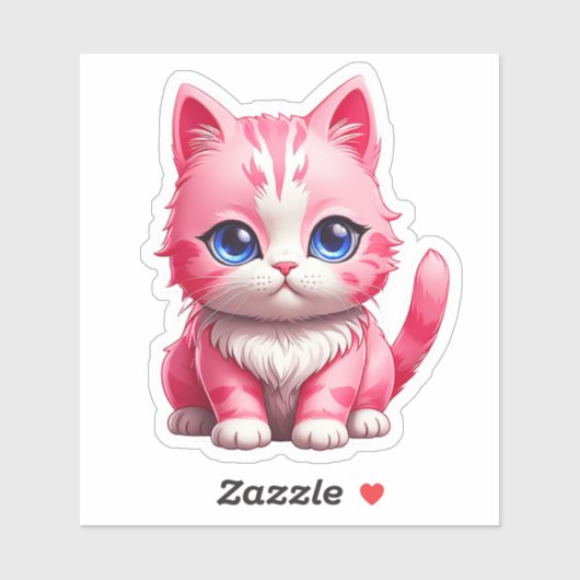Roze Schattigee kat Sticker (Vel)