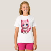 Roze Schattigee kat T-shirt (Voorkant volledig)