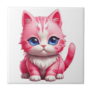 Roze Schattigee kat Tegeltje
