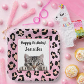 Roze Schattigee Kat Verjaardag Papier Bord (Feest)