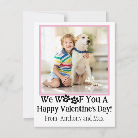 Roze Schattigee Kinder Dog Photo Classroom Valenti Notitiekaartje (Voorkant)
