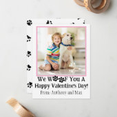 Roze Schattigee Kinder Dog Photo Classroom Valenti Notitiekaartje (Voorkant / Achterkant in situ)