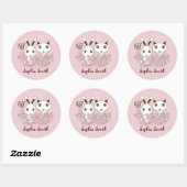 Roze Schattigee Kitten Bunny Dierenvrienden Kinder Ronde Sticker (Vel)