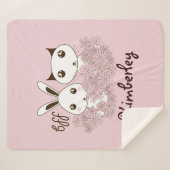 Roze Schattigee Kitten Bunny Dierenvrienden Meisje Sherpa Deken (Voorkant (horizontaal))