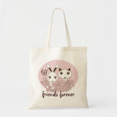 Roze Schattigee Kitten Bunny Dierenvrienden Meisje Tote Bag (Voorkant)