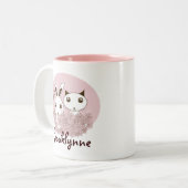 Roze Schattigee Kitten Bunny Dierenvrienden Meisje Tweekleurige Koffiemok (Voorkant links)