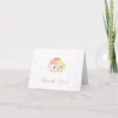 Roze Schattigee kleine Dumpling Girl Baby shower Bedankkaart (Voorkant)