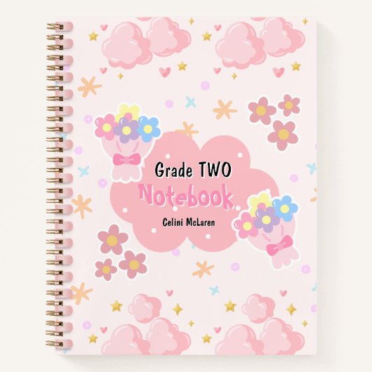 Roze Schattigee Kleurrijke Custom Spiral Notitiebo Notitieboek (Voorkant)