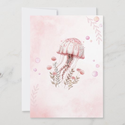 Roze Schattigee kwal Oneder Het Zee 1e verjaardag Kaart (Achterkant)