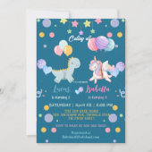 Roze Schattigee Magische Eenhoorn Dinosaurussen Ve Kaart (Voorkant)