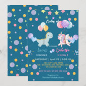 Roze Schattigee Magische Eenhoorn Dinosaurussen Ve Kaart (Voorkant / Achterkant)