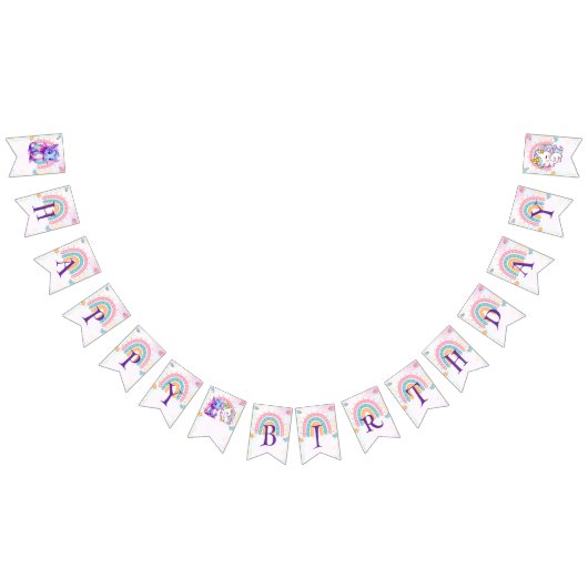 Roze Schattigee Magische Eenhoorn Dinosaurussen Ve Vlaggetjes (Alle)