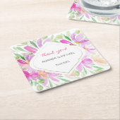 Roze Schattigee moderne Waterverf Boho Floral Kartonnen Onderzetters (Schuin)