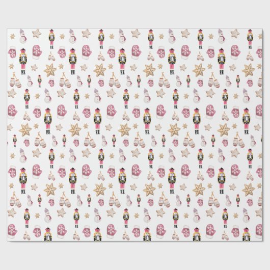 Roze Schattigee Notenkraker Sugar Land Waterverf Cadeaupapier (Vlak)