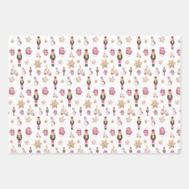 Roze Schattigee Notenkraker Sugar Land Waterverf Inpakpapier Vel