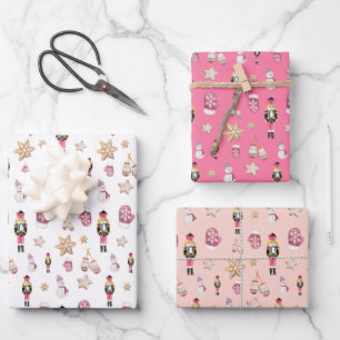 Roze Schattigee Notenkraker Sugar Land Waterverf Inpakpapier Vel