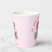 Roze Schattigee Pinguïn Kerstmeisje 1e Verjaardag Papieren Bekers (Rechts)