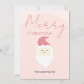 Roze Schattigee Santa Illustration Feestdagenkaart (Voorkant)