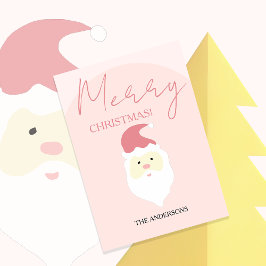 Roze Schattigee Santa Illustration Feestdagenkaart