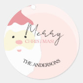 Roze Schattigee Santa Illustration Ronde Sticker (Voorkant)