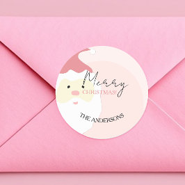 Roze Schattigee Santa Illustration Ronde Sticker