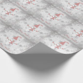 Roze Schattigee Sneeuwman Kerst Wrapping Papier (Hoek)