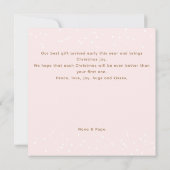 Roze Schattigee Sneeuwman Lange Tekst Eerste Meisj Kaart (Achterkant)