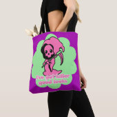 Roze Schattigee Spooky Grim Reaper Custom Tote Bag (Dichtbij)