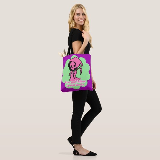 Roze Schattigee Spooky Grim Reaper Custom Tote Bag (Op model)