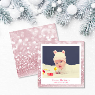 Roze Schattigee Vakantie Baby Foto Feestdagenkaart