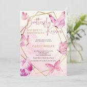 Roze Schattigee vlinder kusjes & Baby wensen Kaart (Staand voorkant)