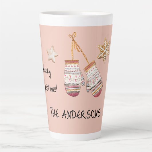 Roze Schattigee Waterverf Country Rustic Illustrat Latte Mok (Voorkant)