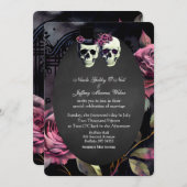 Roze schedel Bloem Bruid & bruidegom bruiloft uitn Kaart (Voorkant / Achterkant)