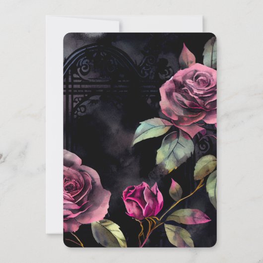 Roze schedel Bloem Bruid & bruidegom bruiloft uitn Kaart (Achterkant)