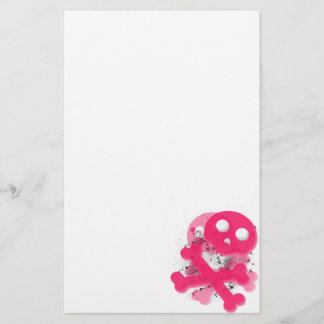 Roze schedel briefpapier papier