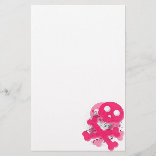 Roze schedel briefpapier papier (Voorkant)