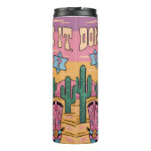 Roze schedel cowboy niet te veel nadenken thermosbeker (Achterkant)