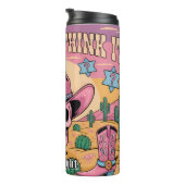 Roze schedel cowboy niet te veel nadenken thermosbeker (Geroteerd rechts)