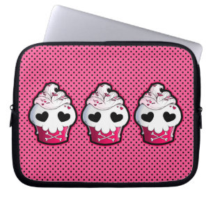 Roze schedel Cupcake Laptop Sleeve
