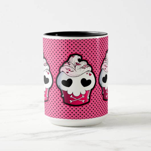 Roze schedel Cupcake Mok (Midden)