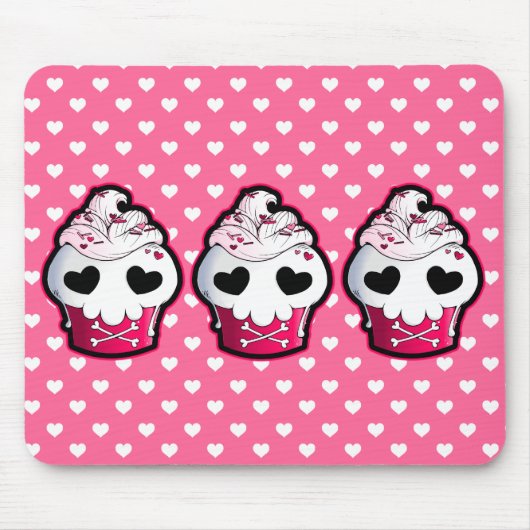 Roze schedel Cupcake Muismat (Voorkant)