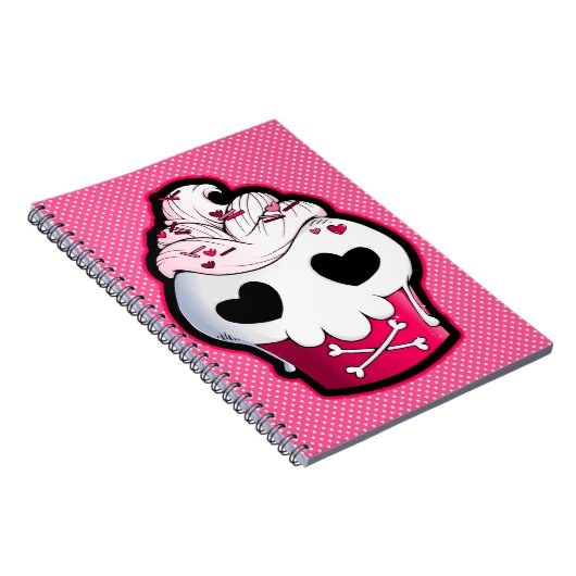 Roze schedel Cupcake Notitieboek (Rechterzijde)